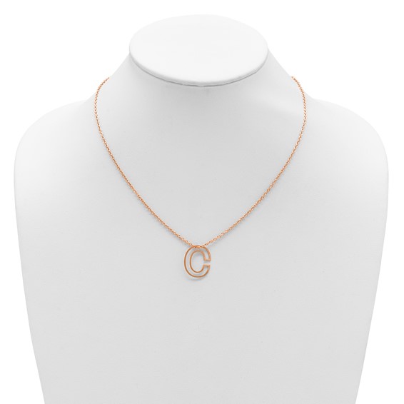 Sterling Silver/Rose Gold-Plated Cut Out Slide Initial C Necklace