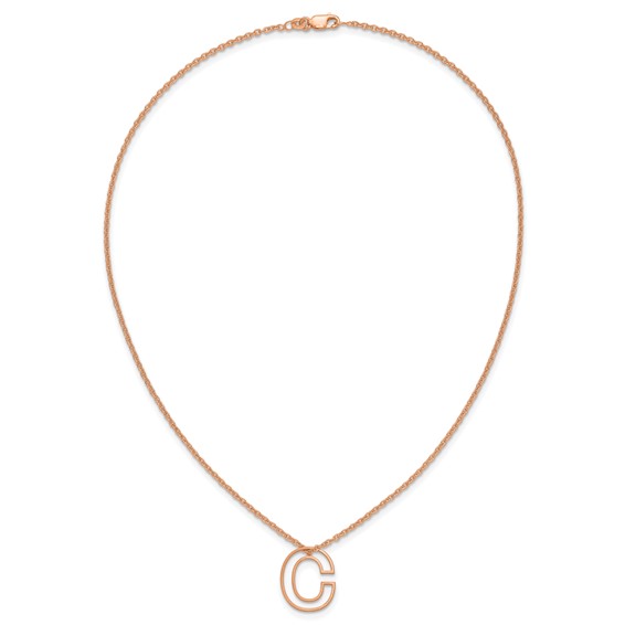 Sterling Silver/Rose Gold-Plated Cut Out Slide Initial C Necklace