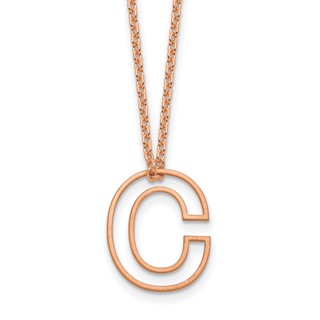 Sterling Silver/Rose Gold-Plated Cut Out Slide Initial C Necklace