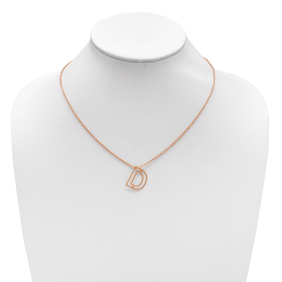 Sterling Silver/Rose Gold-Plated Cut Out Slide Initial D Necklace