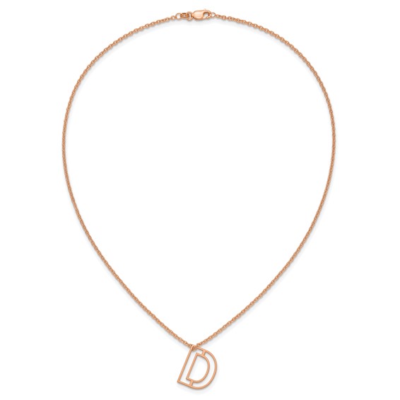 Sterling Silver/Rose Gold-Plated Cut Out Slide Initial D Necklace