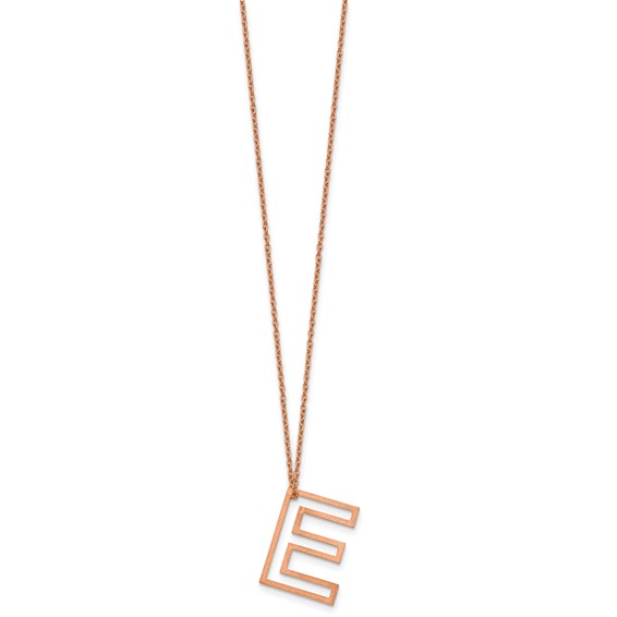 Sterling Silver/Rose Gold-Plated Cut Out Slide Initial E Necklace