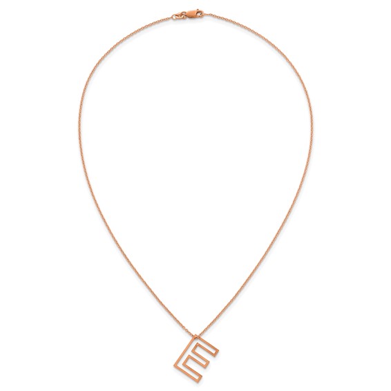 Sterling Silver/Rose Gold-Plated Cut Out Slide Initial E Necklace