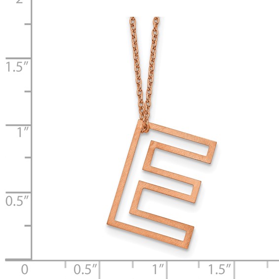 Sterling Silver/Rose Gold-Plated Cut Out Slide Initial E Necklace