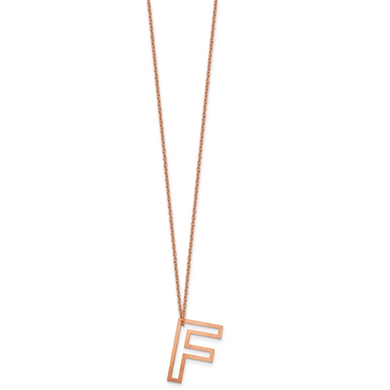 Sterling Silver/Rose Gold-Plated Cut Out Slide Initial F Necklace
