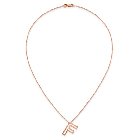 Sterling Silver/Rose Gold-Plated Cut Out Slide Initial F Necklace