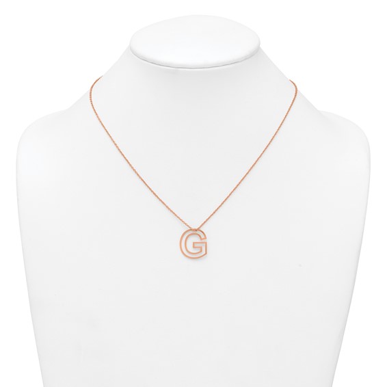 Sterling Silver/Rose Gold-Plated Cut Out Slide Initial G Necklace