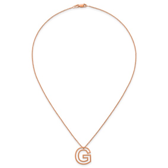Sterling Silver/Rose Gold-Plated Cut Out Slide Initial G Necklace