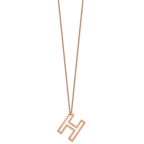 Sterling Silver/Rose Gold-Plated Cut Out Slide Initial H Necklace