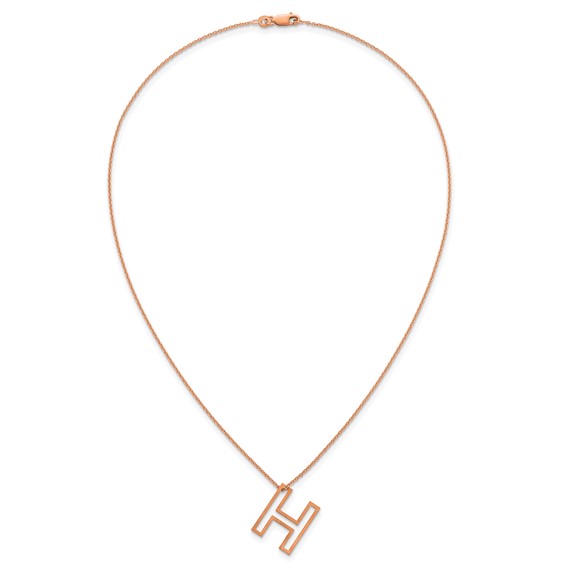 Sterling Silver/Rose Gold-Plated Cut Out Slide Initial H Necklace