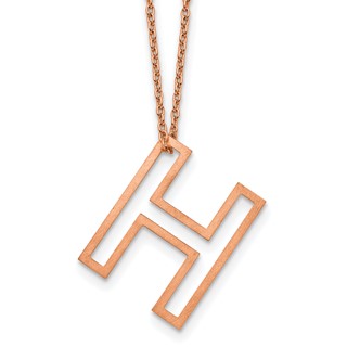 Sterling Silver/Rose Gold-Plated Cut Out Slide Initial H Necklace