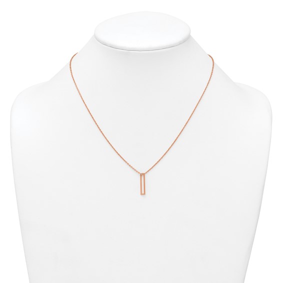 Sterling Silver/Rose Gold-Plated Cut Out Slide Initial I Necklace