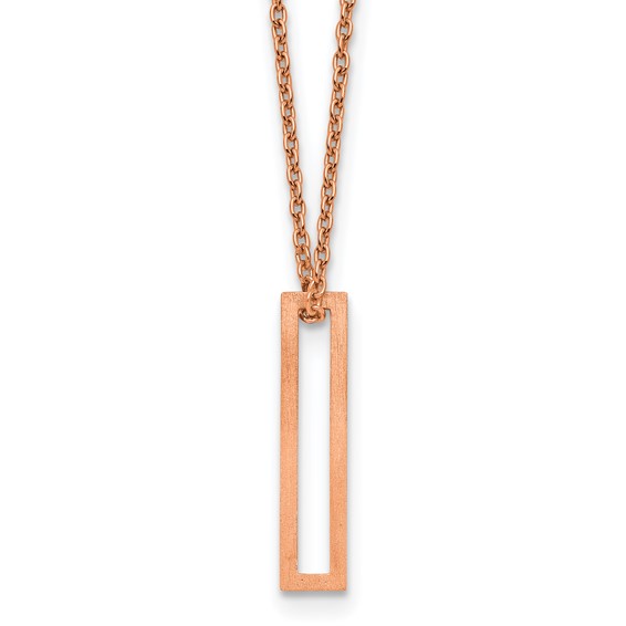 Sterling Silver/Rose Gold-Plated Cut Out Slide Initial I Necklace