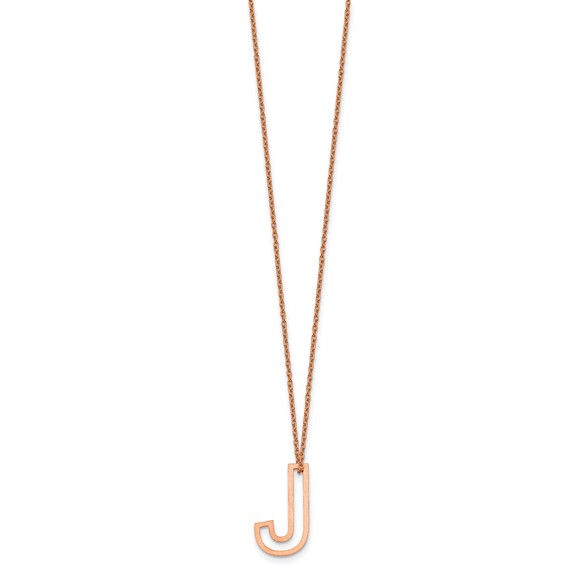 Sterling Silver/Rose Gold-Plated Cut Out Slide Initial J Necklace