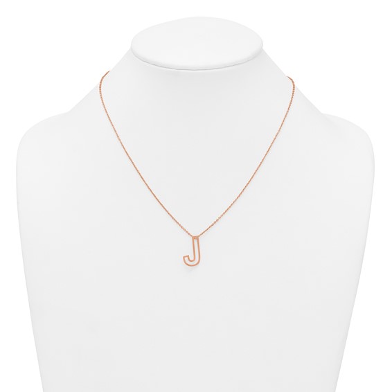 Sterling Silver/Rose Gold-Plated Cut Out Slide Initial J Necklace