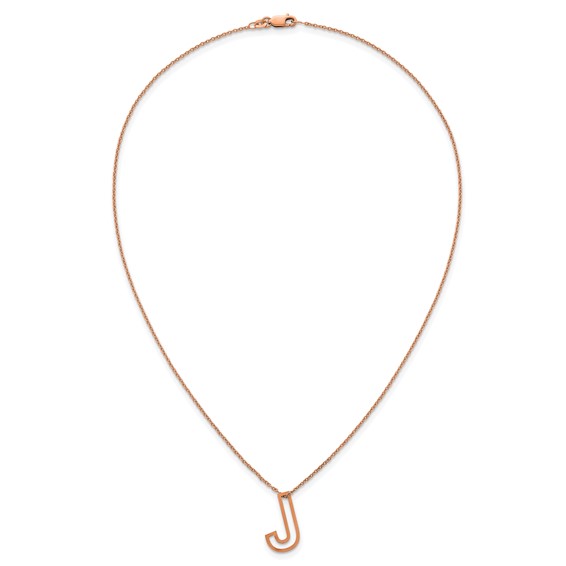 Sterling Silver/Rose Gold-Plated Cut Out Slide Initial J Necklace