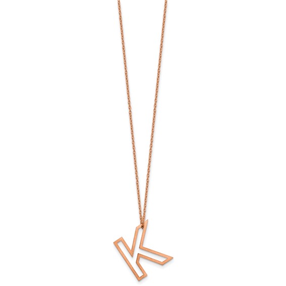 Sterling Silver/Rose Gold-Plated Cut Out Slide Initial K Necklace