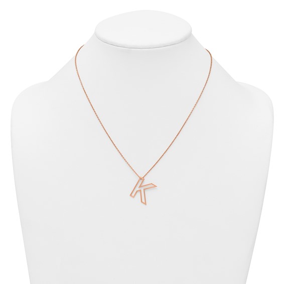 Sterling Silver/Rose Gold-Plated Cut Out Slide Initial K Necklace