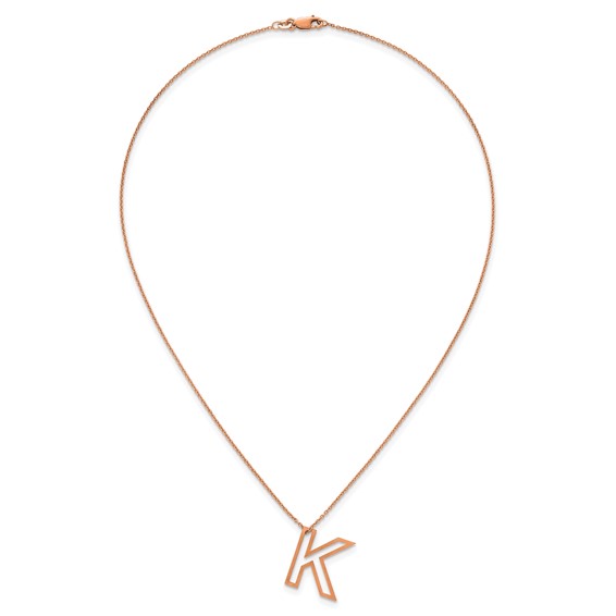 Sterling Silver/Rose Gold-Plated Cut Out Slide Initial K Necklace