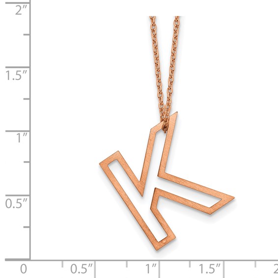 Sterling Silver/Rose Gold-Plated Cut Out Slide Initial K Necklace