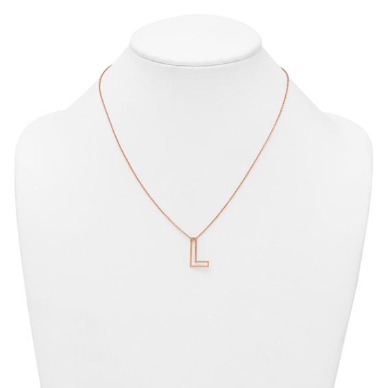 Sterling Silver/Rose Gold-Plated Cut Out Slide Initial L Necklace