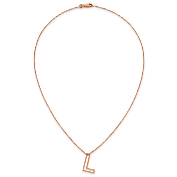 Sterling Silver/Rose Gold-Plated Cut Out Slide Initial L Necklace