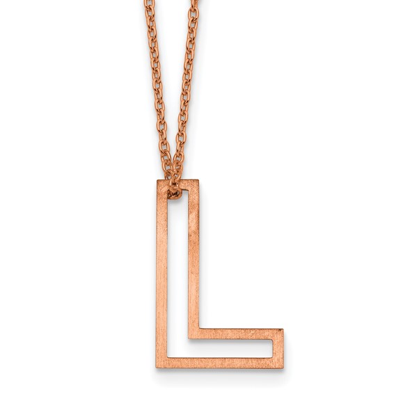 Sterling Silver/Rose Gold-Plated Cut Out Slide Initial L Necklace