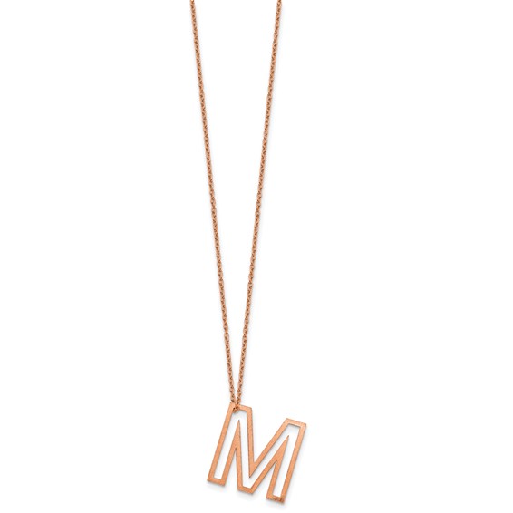Sterling Silver/Rose Gold-Plated Cut Out Slide Initial M Necklace