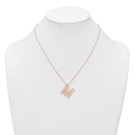 Sterling Silver/Rose Gold-Plated Cut Out Slide Initial M Necklace