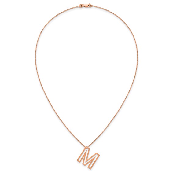 Sterling Silver/Rose Gold-Plated Cut Out Slide Initial M Necklace