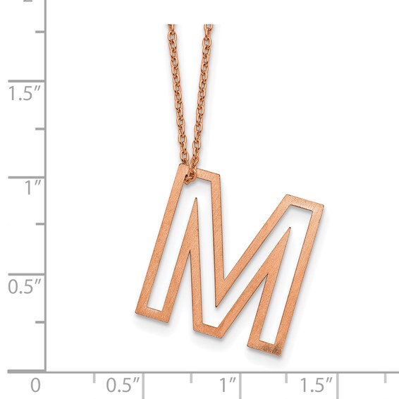 Sterling Silver/Rose Gold-Plated Cut Out Slide Initial M Necklace