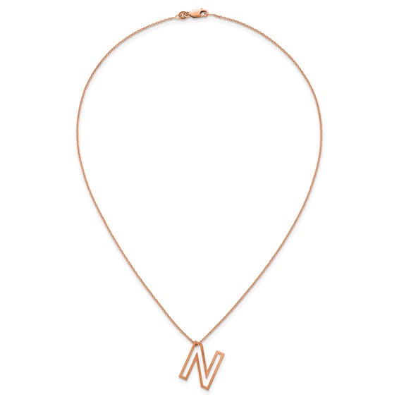 Sterling Silver/Rose Gold-Plated Cut Out Slide Initial N Necklace