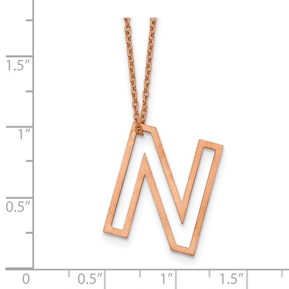 Sterling Silver/Rose Gold-Plated Cut Out Slide Initial N Necklace
