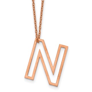 Sterling Silver/Rose Gold-Plated Cut Out Slide Initial N Necklace