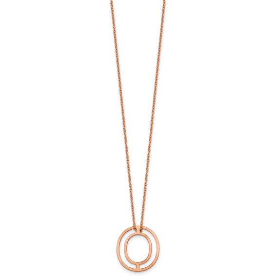 Sterling Silver/Rose Gold-Plated Cut Out Slide Initial O Necklace