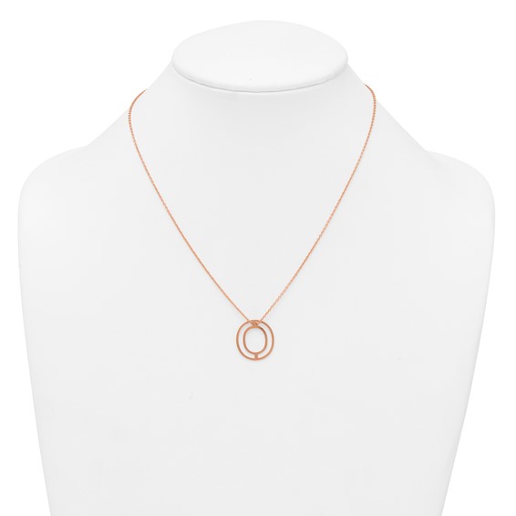 Sterling Silver/Rose Gold-Plated Cut Out Slide Initial O Necklace