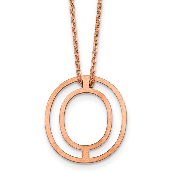 Sterling Silver/Rose Gold-Plated Cut Out Slide Initial O Necklace