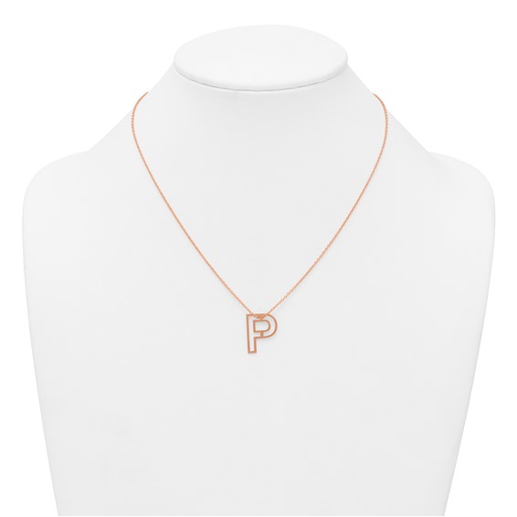 Sterling Silver/Rose Gold-Plated Cut Out Slide Initial P Necklace