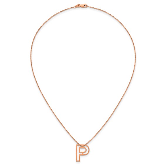 Sterling Silver/Rose Gold-Plated Cut Out Slide Initial P Necklace