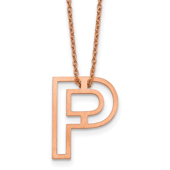 Sterling Silver/Rose Gold-Plated Cut Out Slide Initial P Necklace