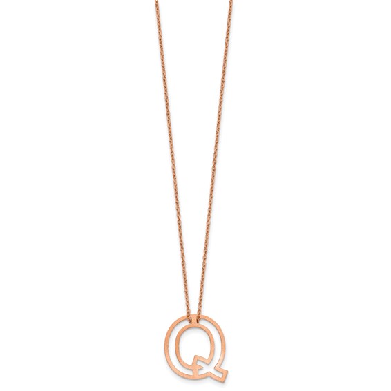 Sterling Silver/Rose Gold-Plated Cut Out Slide Initial Q Necklace