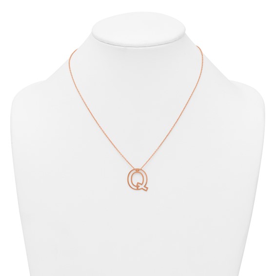Sterling Silver/Rose Gold-Plated Cut Out Slide Initial Q Necklace