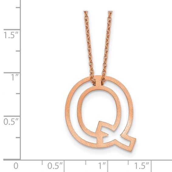 Sterling Silver/Rose Gold-Plated Cut Out Slide Initial Q Necklace
