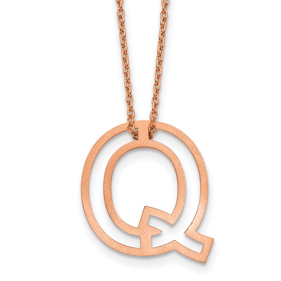 Sterling Silver/Rose Gold-Plated Cut Out Slide Initial Q Necklace