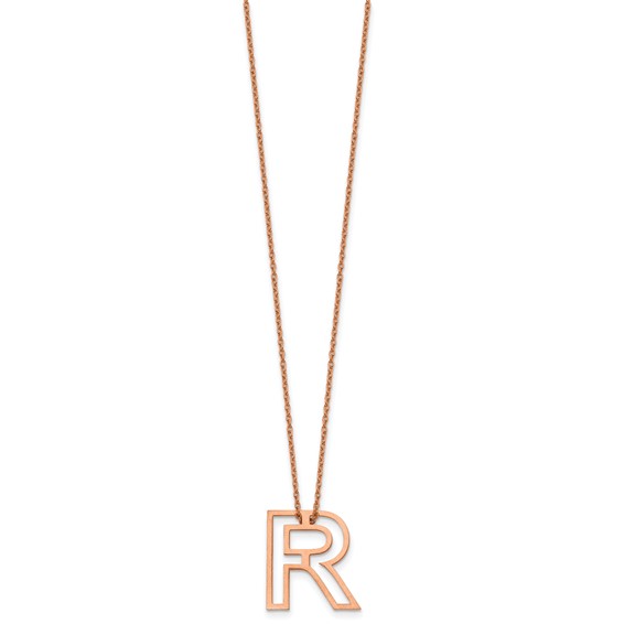 Sterling Silver/Rose Gold-Plated Cut Out Slide Initial R Necklace
