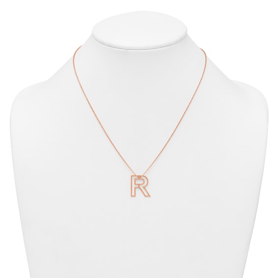 Sterling Silver/Rose Gold-Plated Cut Out Slide Initial R Necklace