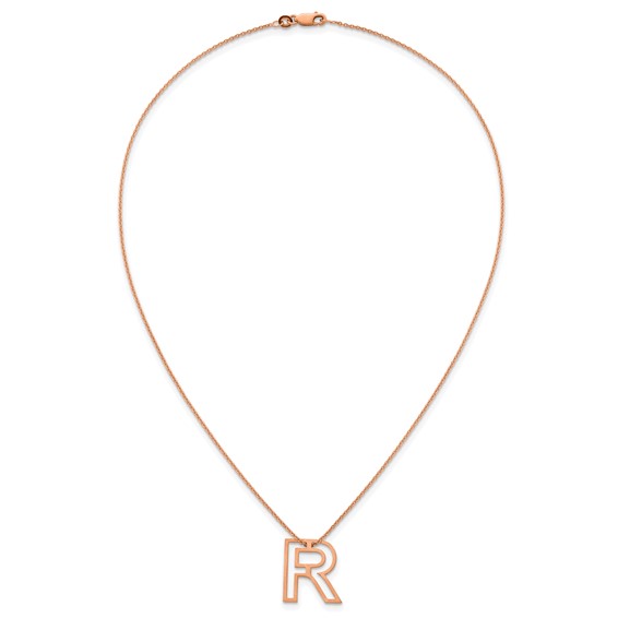 Sterling Silver/Rose Gold-Plated Cut Out Slide Initial R Necklace