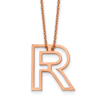 Sterling Silver/Rose Gold-Plated Cut Out Slide Initial R Necklace