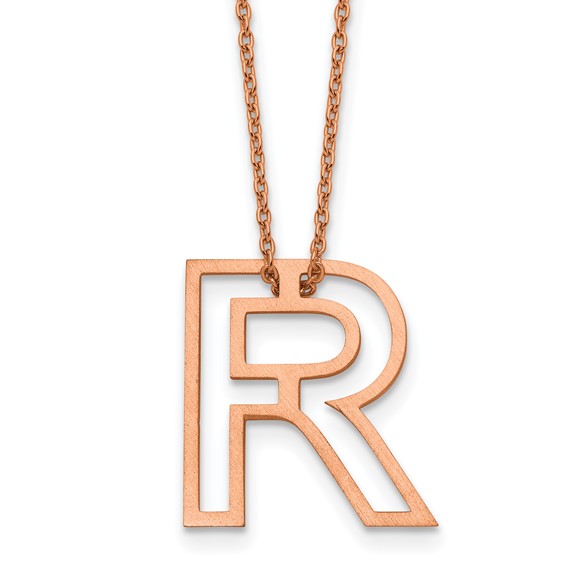 Sterling Silver/Rose Gold-Plated Cut Out Slide Initial R Necklace