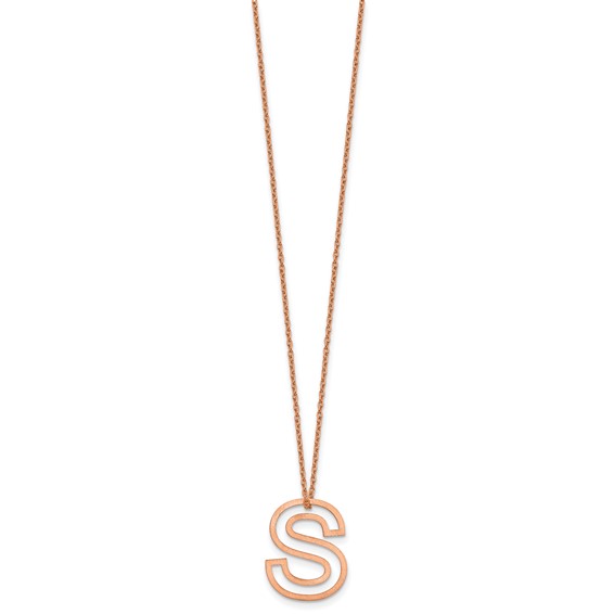 Sterling Silver/Rose Gold-Plated Cut Out Slide Initial S Necklace